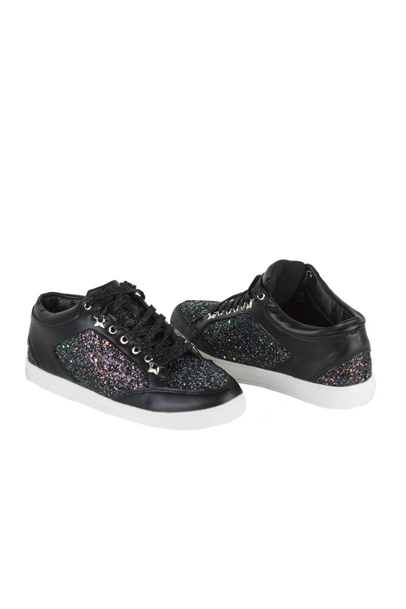 Marley Black Glitter Trainers