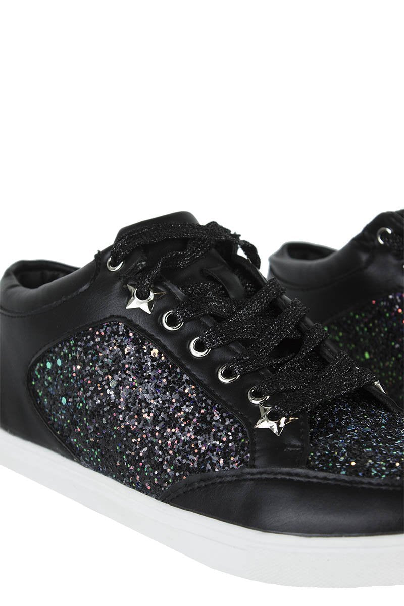 Marley Black Glitter Trainers