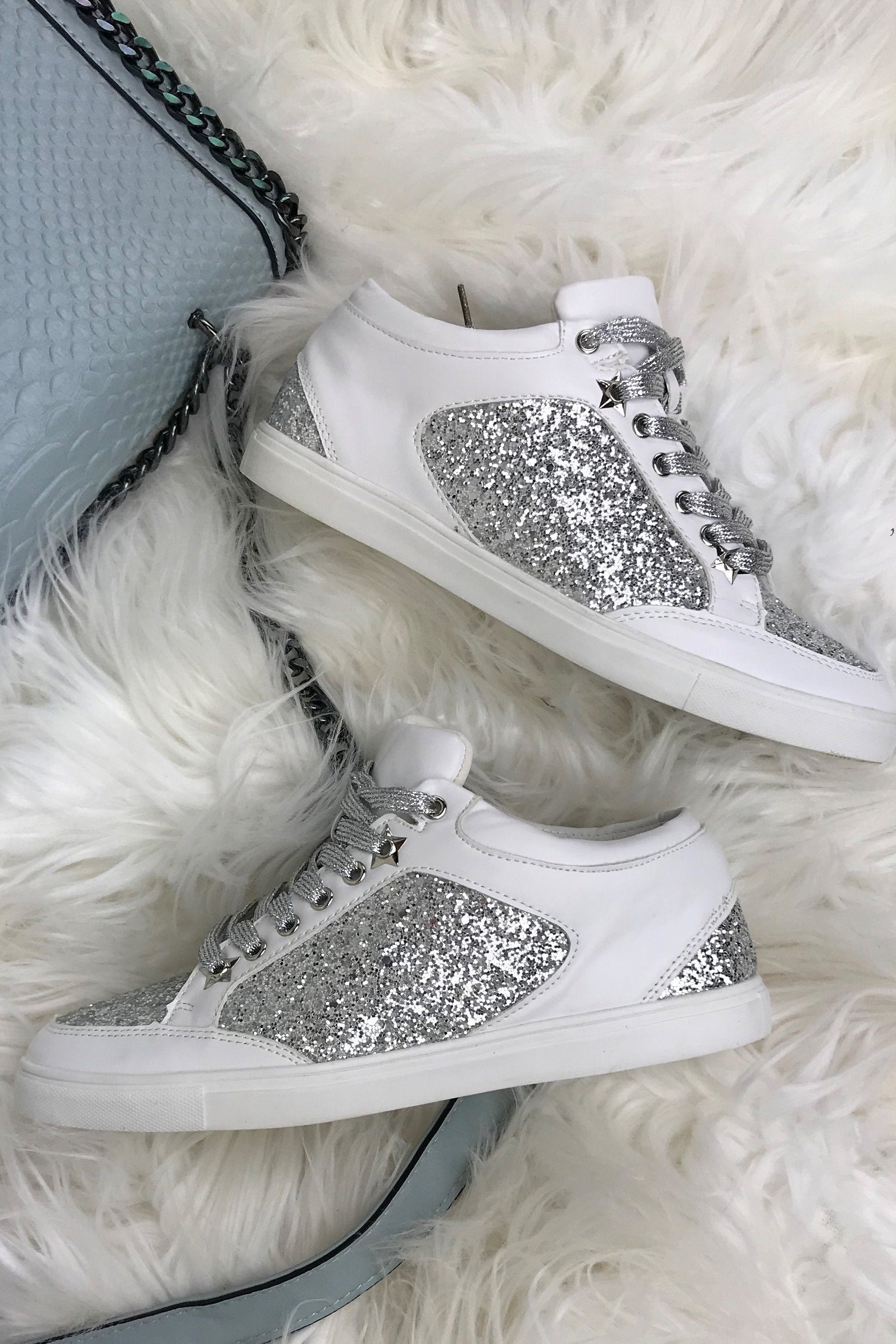 Marley White Glitter Trainers