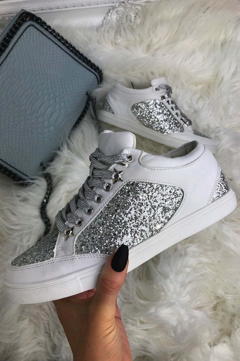 Marley White Glitter Trainers