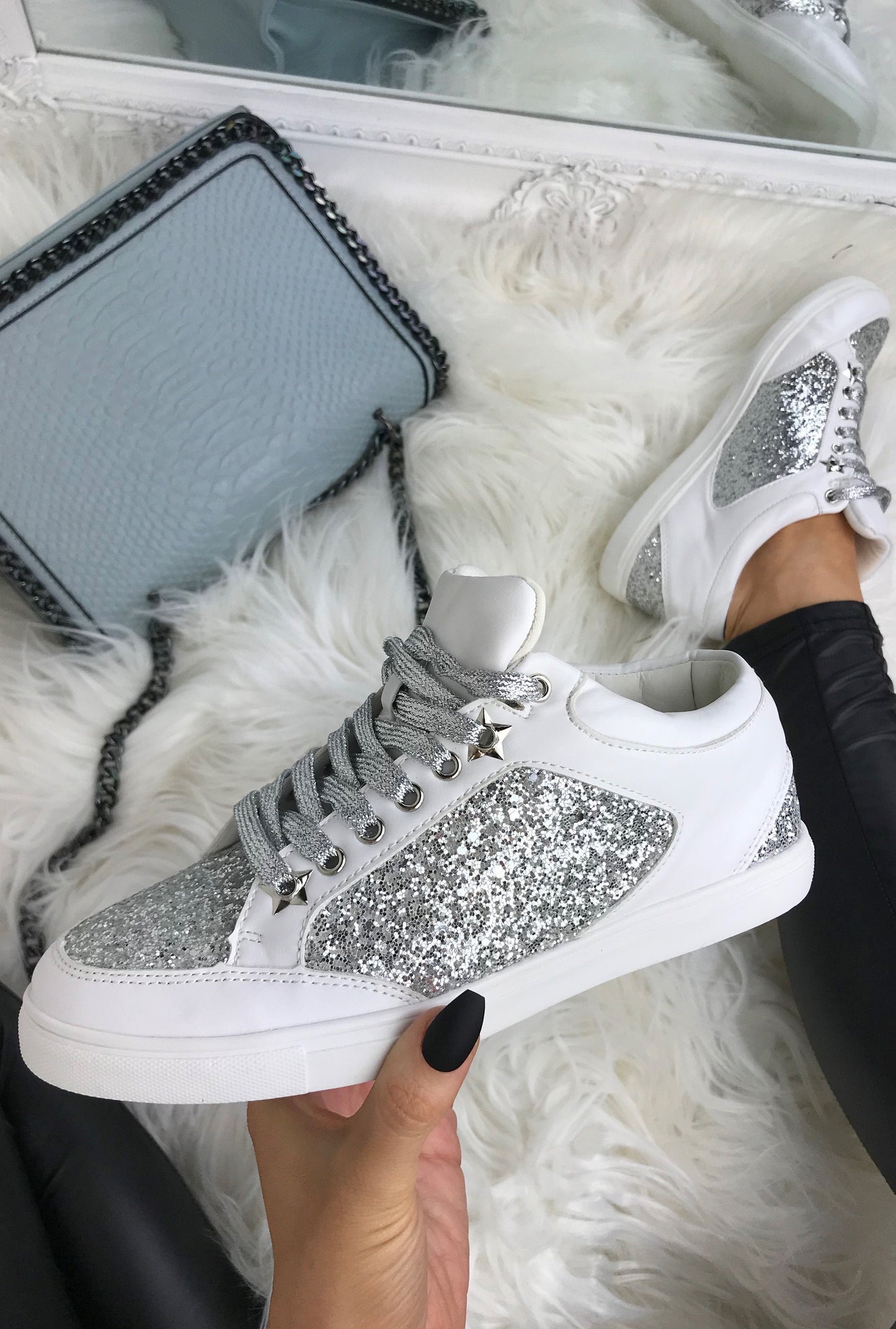 Marley White Glitter Trainers