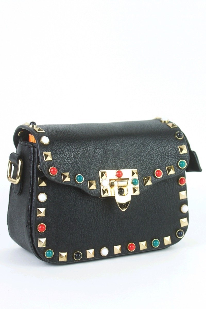 Maya Black Stud Shoulder Bag
