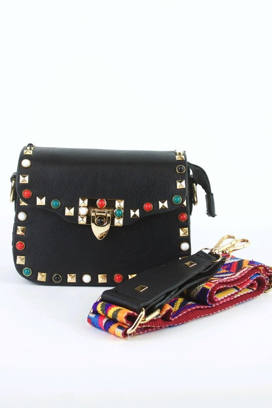 Maya Black Stud Shoulder Bag