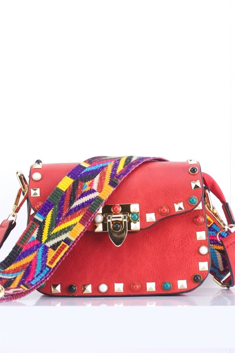 Maya Red Stud Shoulder Bag