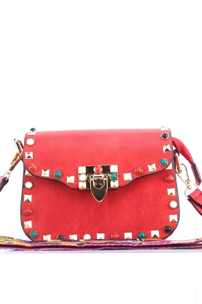 Maya Red Stud Shoulder Bag