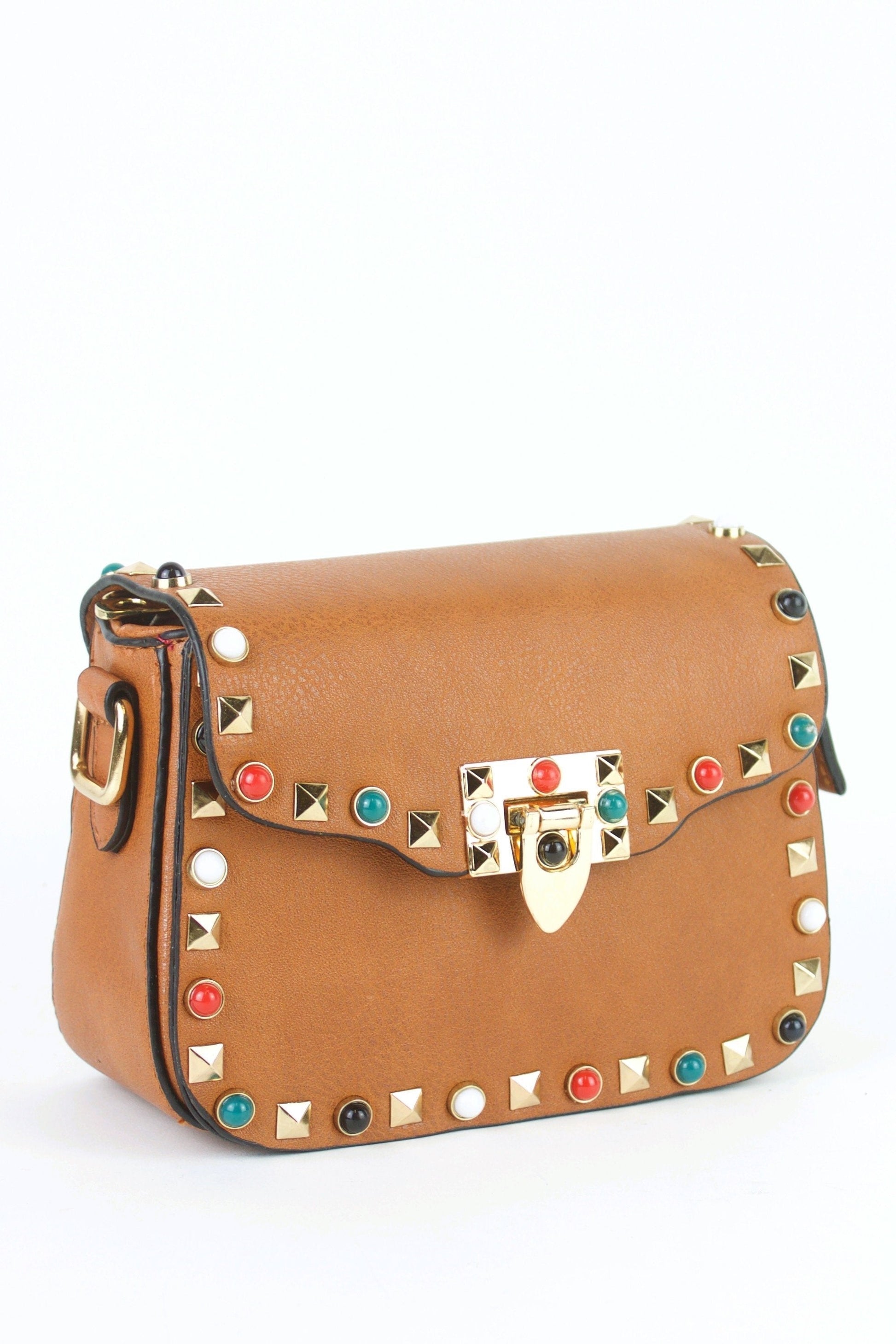 Maya Tan Stud Shoulder Bag