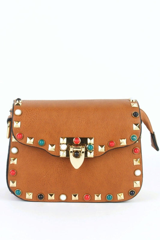 Maya Tan Stud Shoulder Bag