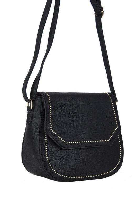 Melanie Black Cross Body Bag With Gold Detail