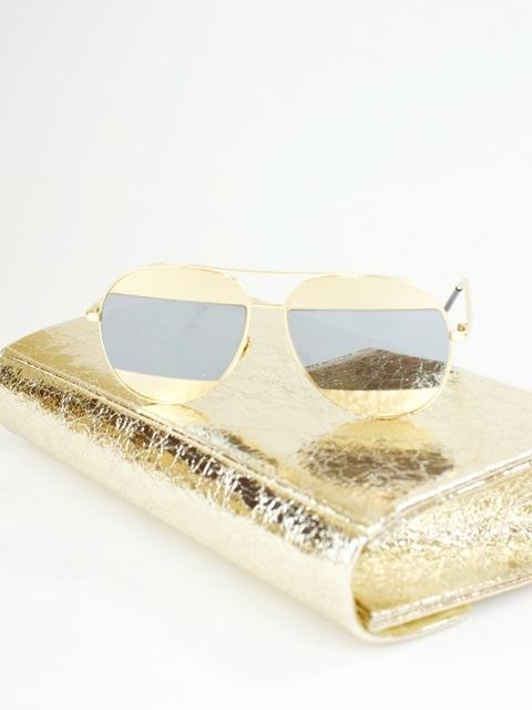 Miami Black And Gold Split Aviator Sunglasses