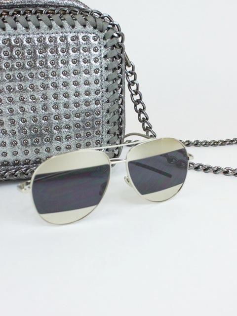 Miami Black And Silver Split Aviator Sunglasses