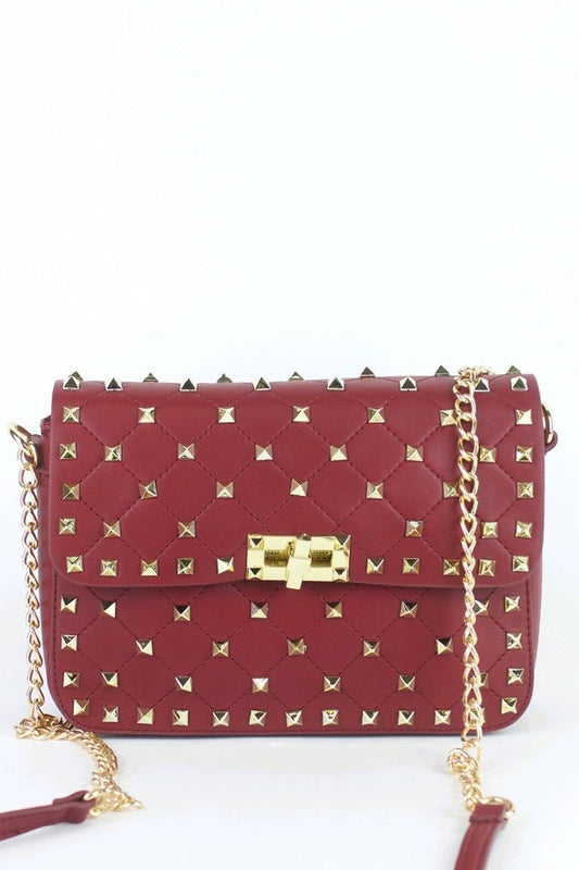Mimi Burgundy Stud Chain Bag