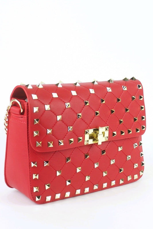 Mimi Red Stud Chain Bag