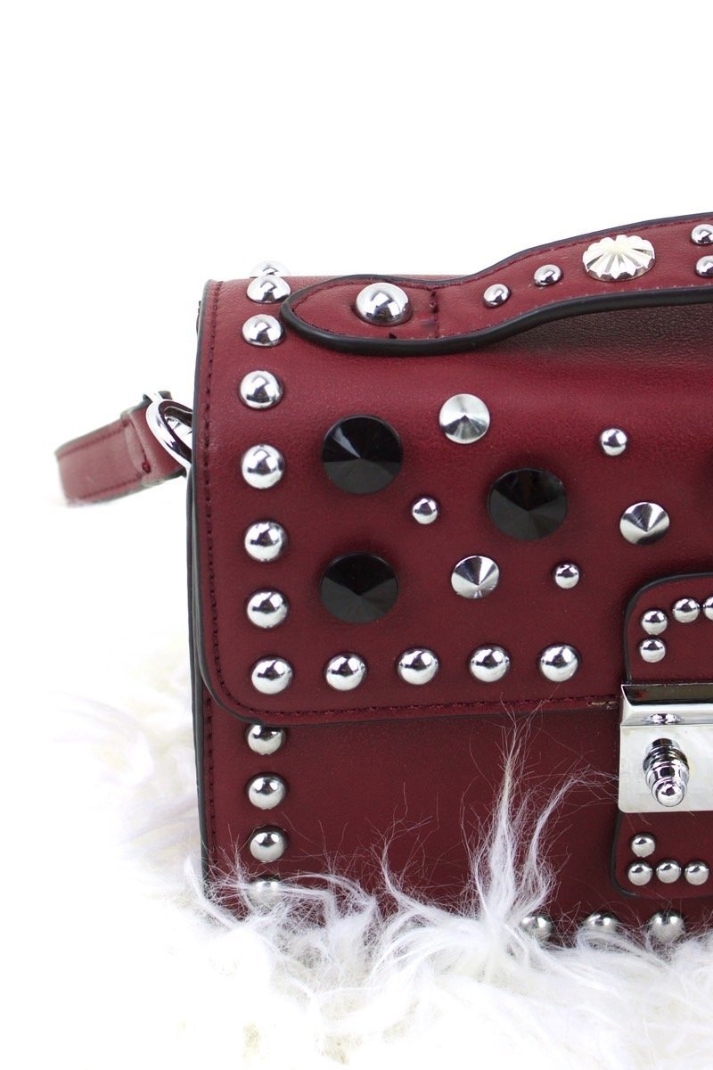 Miranda Burgundy Hardware Shoulder Bag