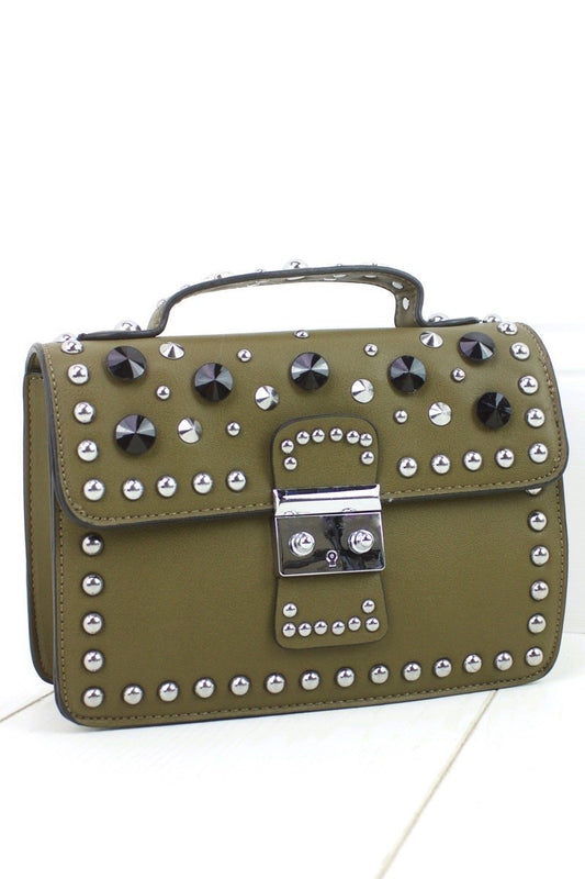 Miranda Khaki Hardware Shoulder Bag