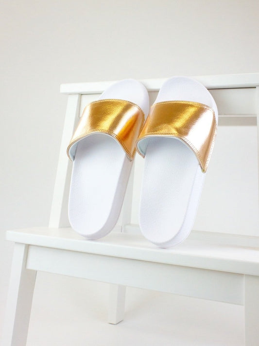 Missy Metallic Rose Gold Slider Sandals