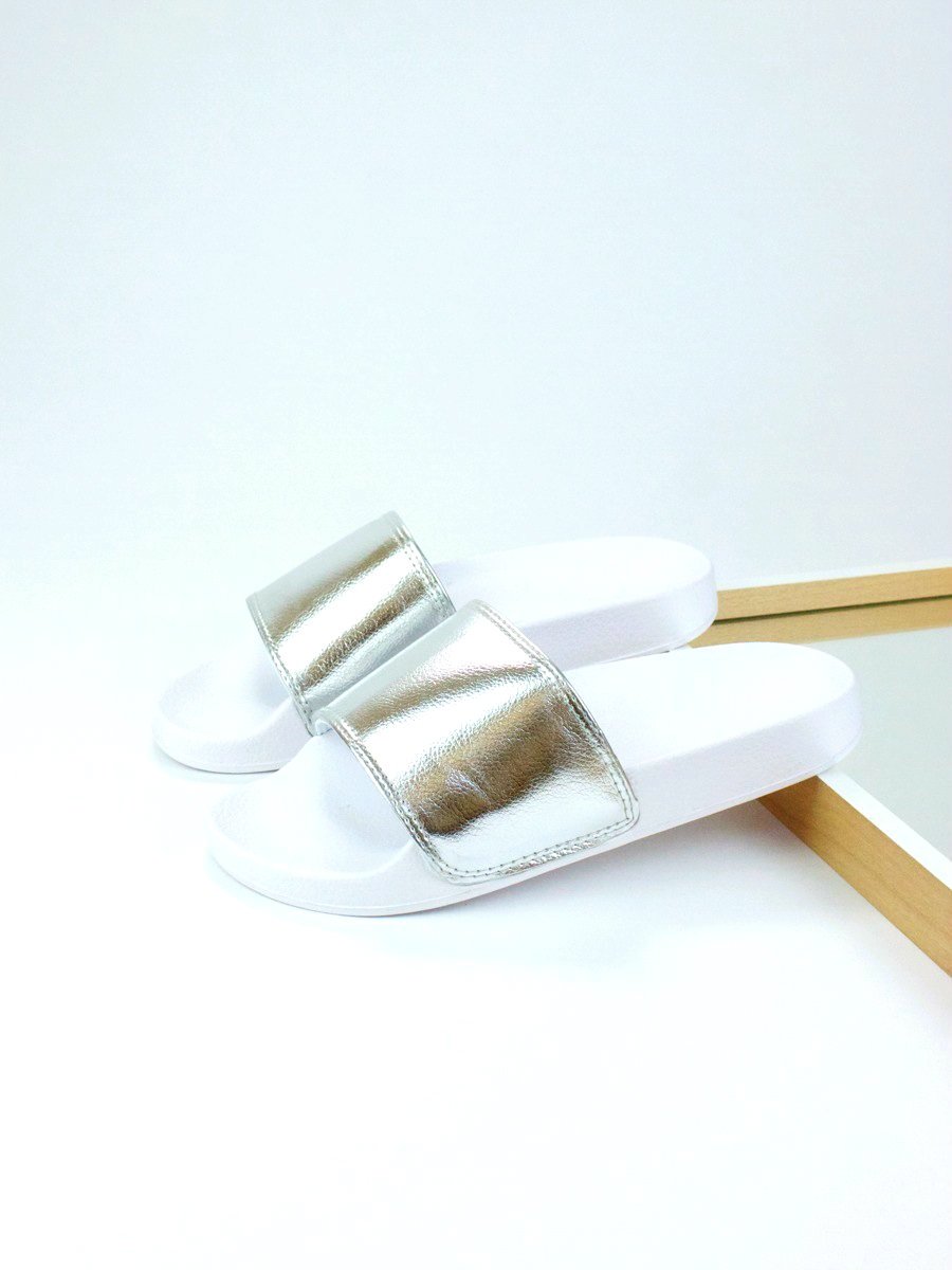 Missy Metallic Silver Slider Sandals