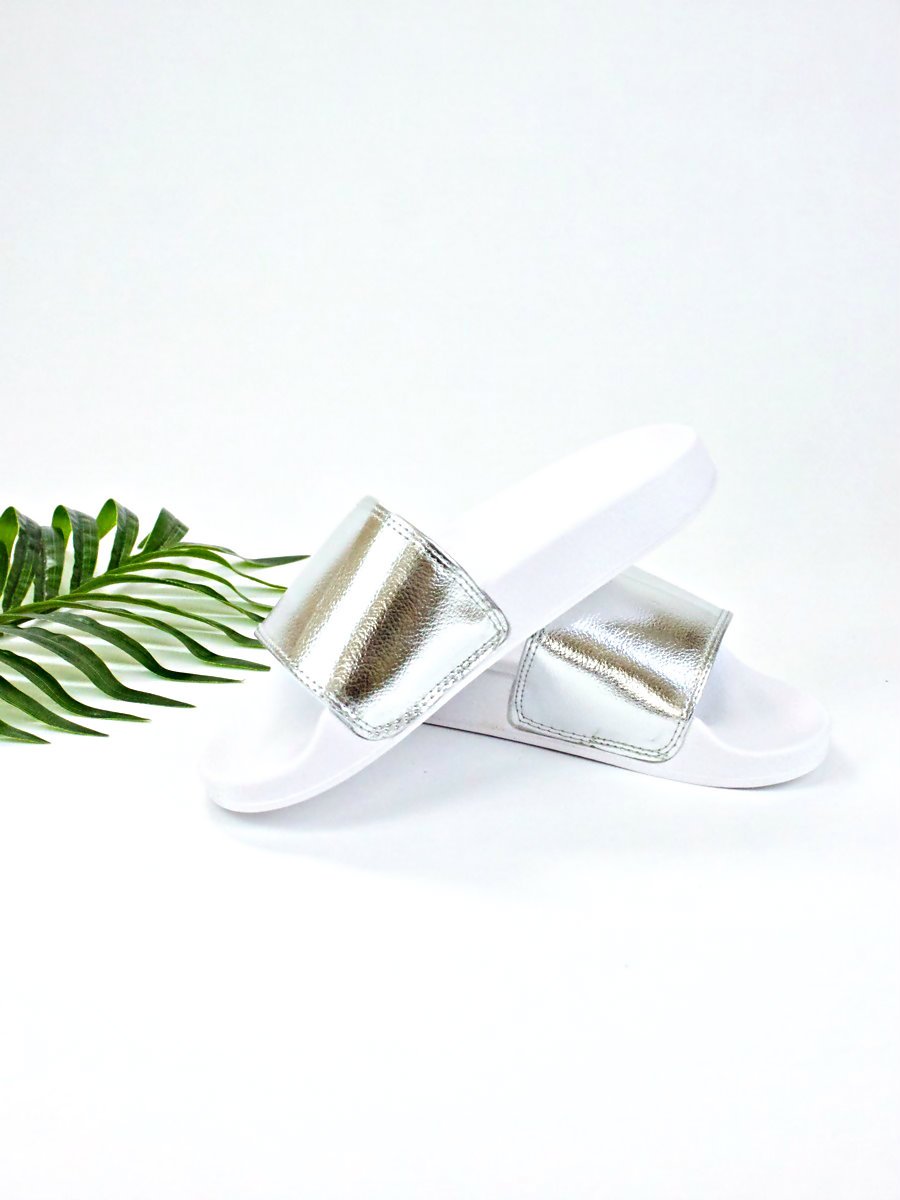 Missy Metallic Silver Slider Sandals