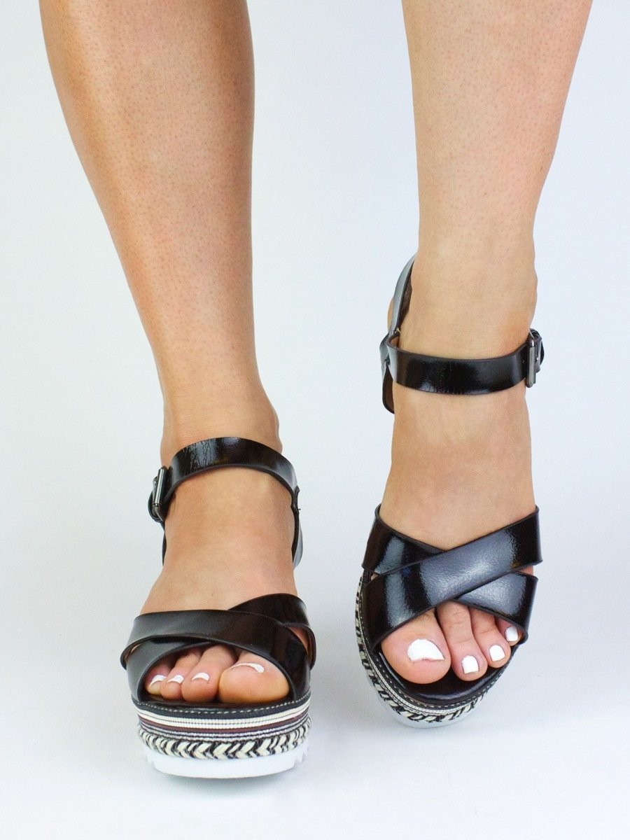 Morgan Black Metallic Braided Sandal