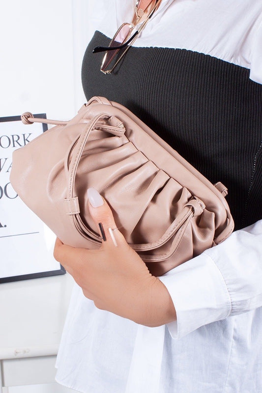 Nada Nude Faux Leather Ruched Slouchy Handbag