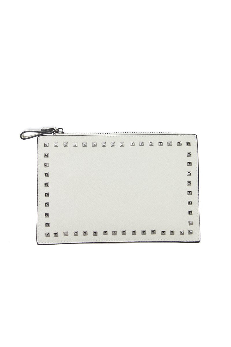 Nadia Beige Stud Clutch Bag