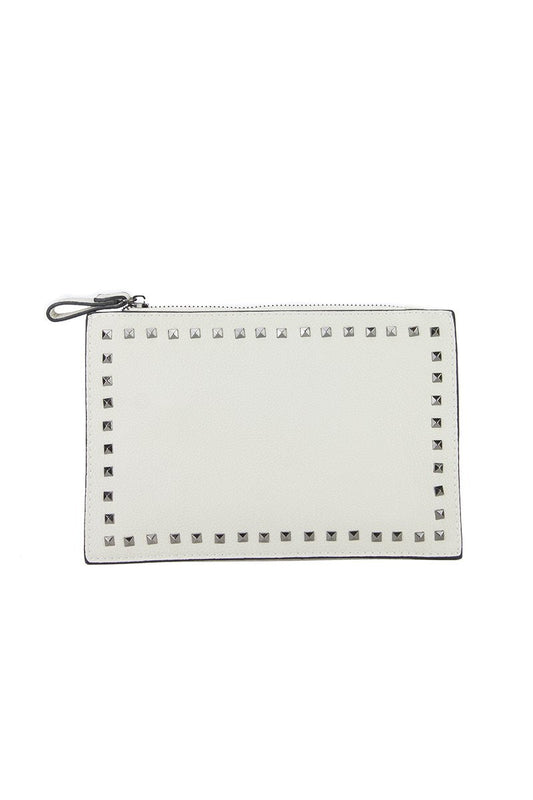Nadia Beige Stud Clutch Bag