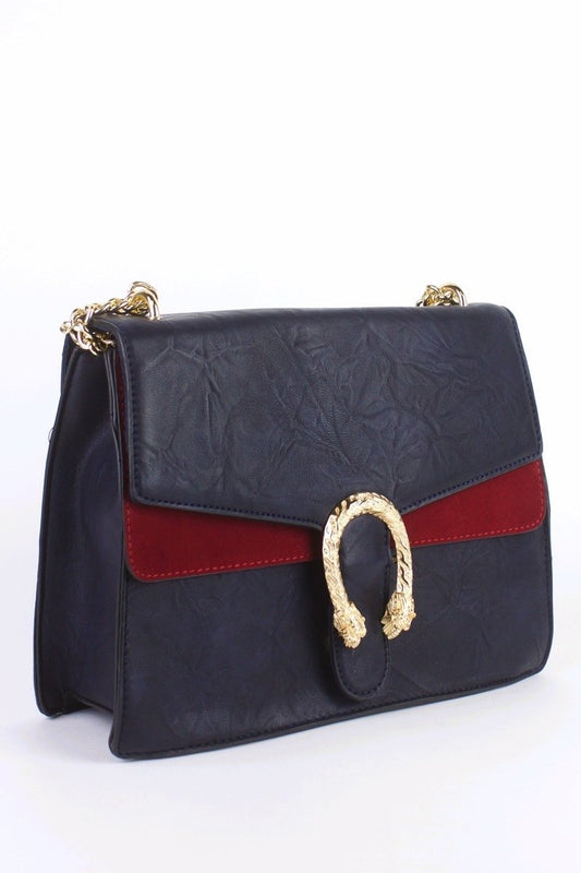 Natasha Navy Emblem Shoulder Bag