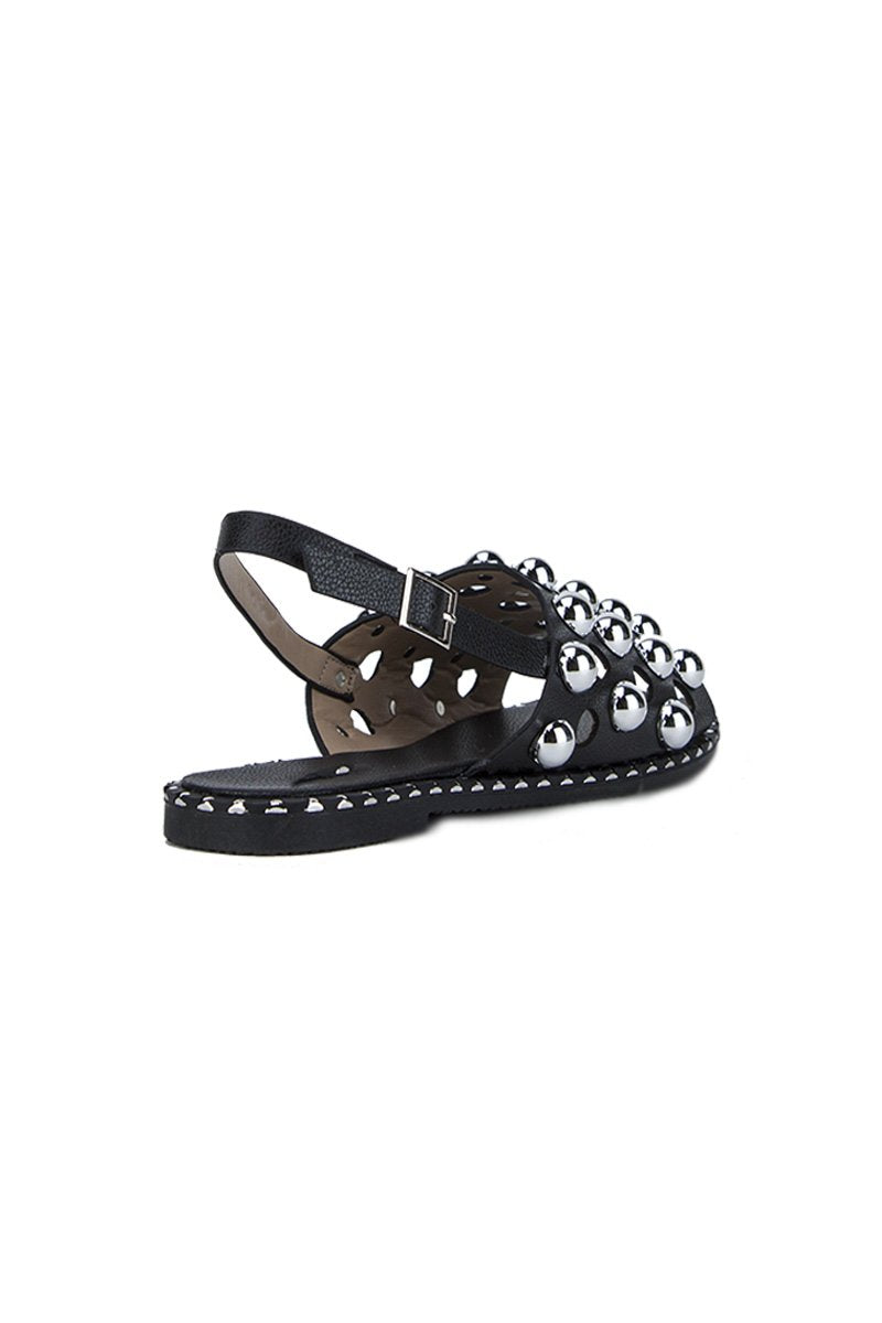 Nicole Black Stud Sandals With Silver Detail