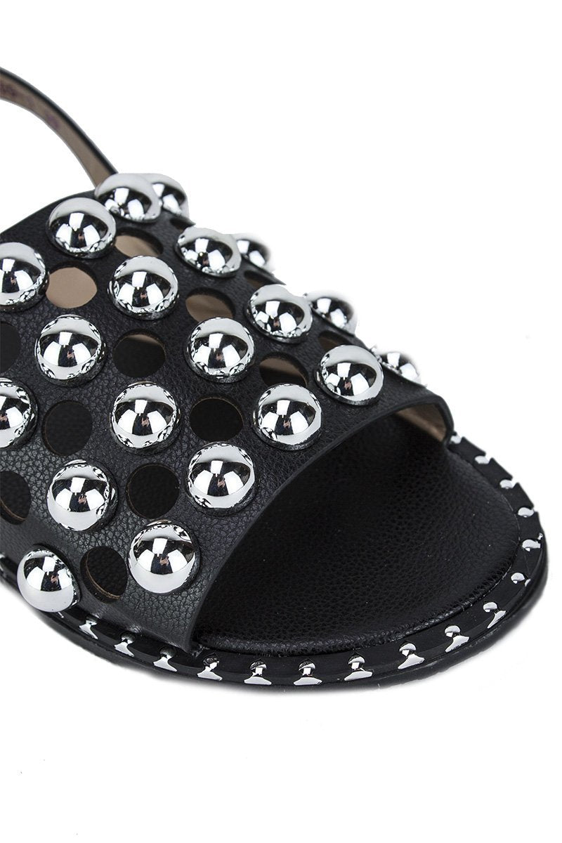 Nicole Black Stud Sandals With Silver Detail