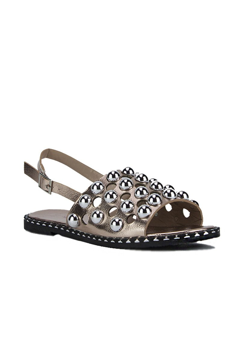 Nicole Rose Gold Sandals With Silver Detail