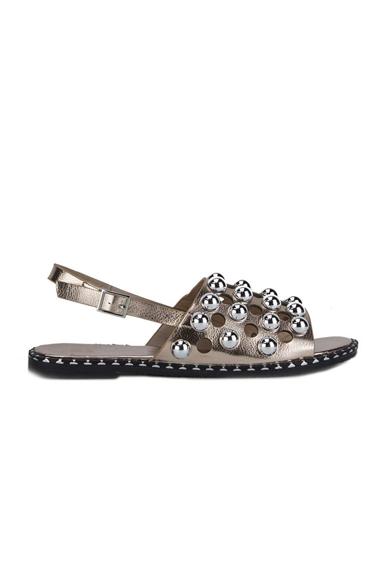 Nicole Rose Gold Sandals With Silver Detail