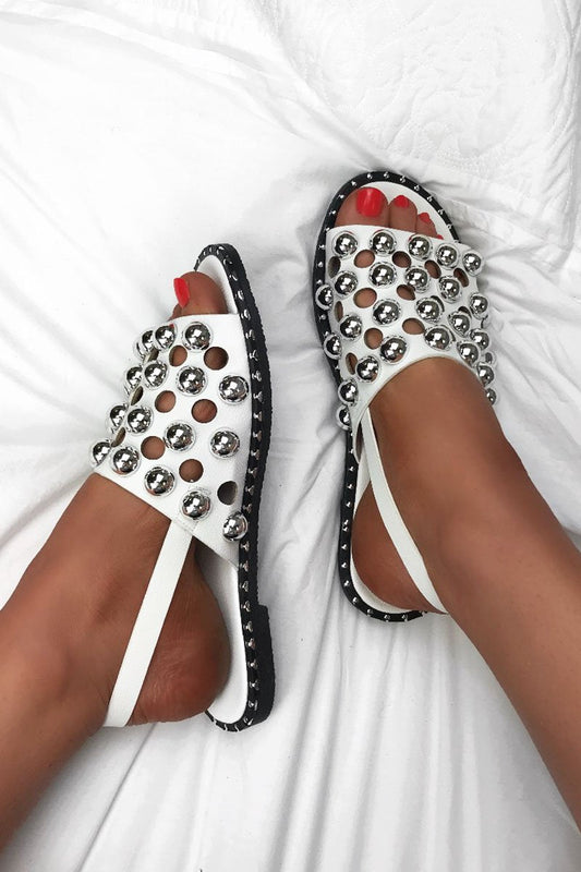 Nicole White Sandals With Silver Detail