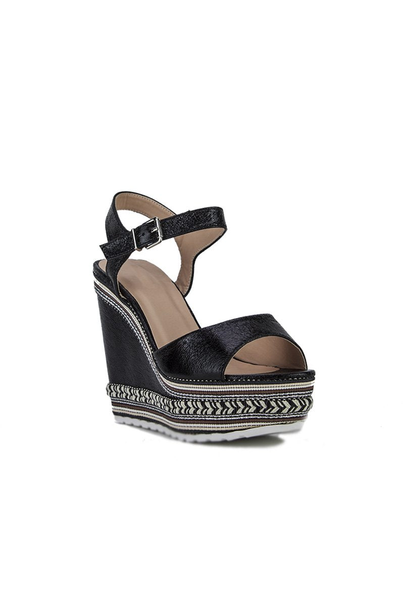 Nikki Black Metallic Aztec Wedges