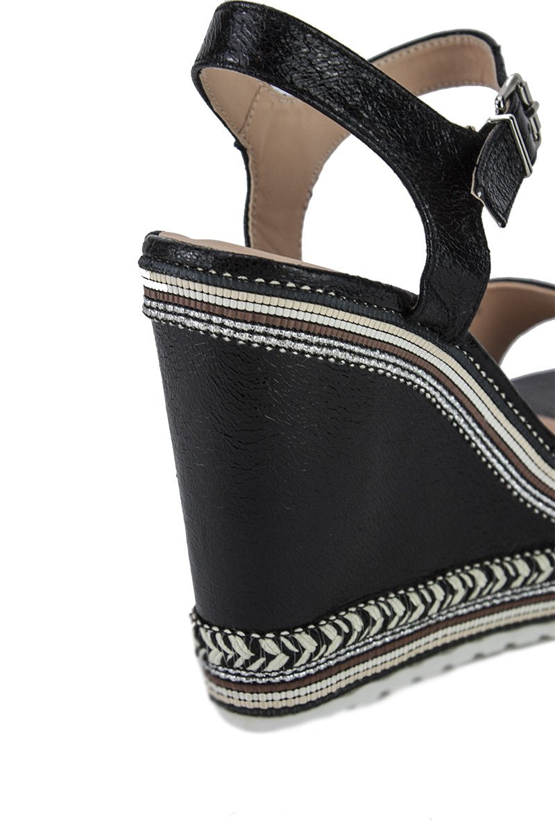 Nikki Black Metallic Aztec Wedges