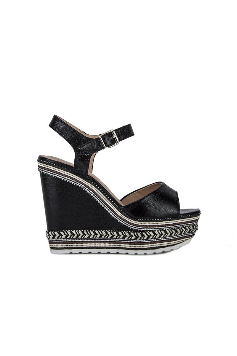 Nikki Black Metallic Aztec Wedges