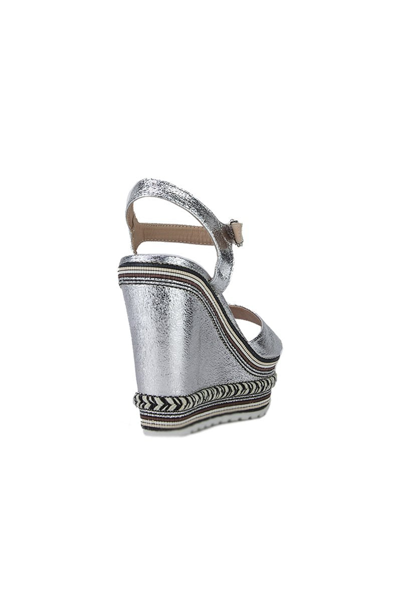 Nikki Silver Metallic Aztec Wedges