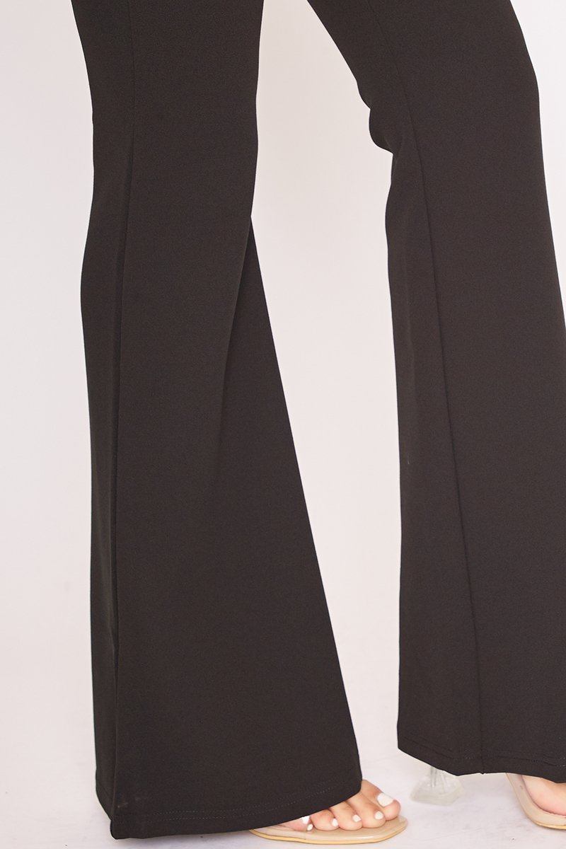 Nola Black High Waisted Flared Leg Trousers