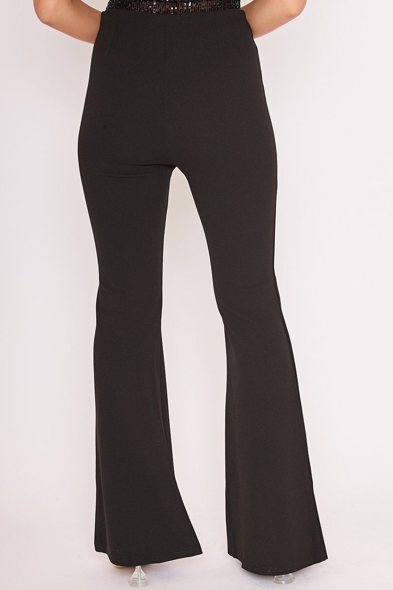 Nola Black High Waisted Flared Leg Trousers