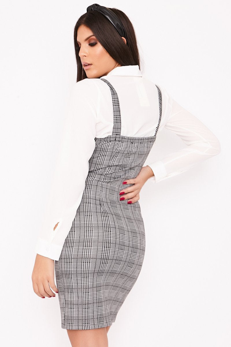 Paloma Black Checked Button Through Bodycon Dress