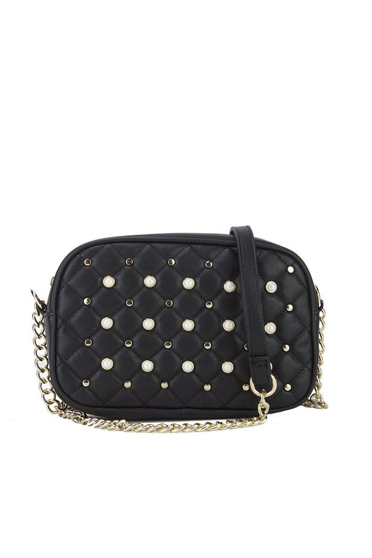 Pearl Black Quilted Stud Shoulder Bag