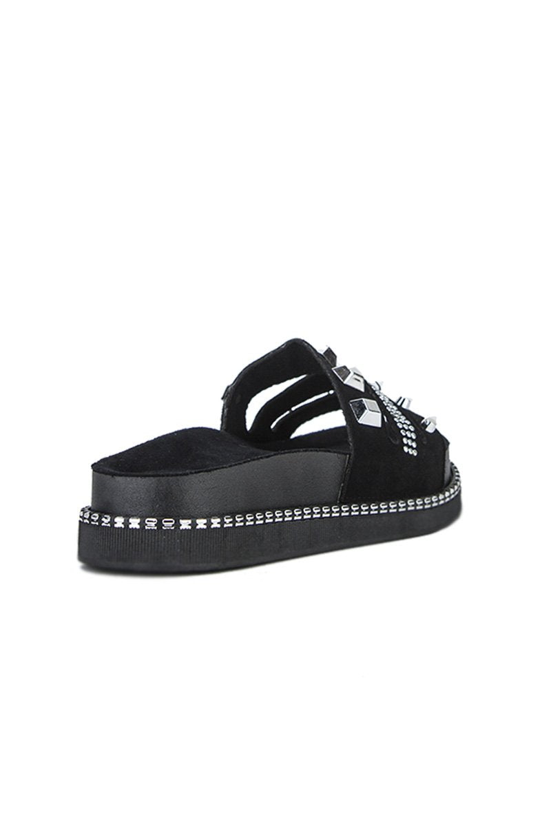 Pella Black Stud Sliders With Silver Detail