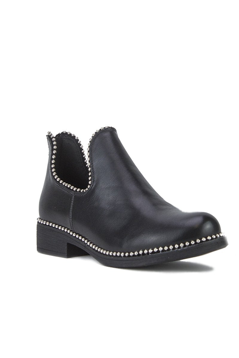 Pixie Black Cut Out Stud Ankle Chelsea Boots