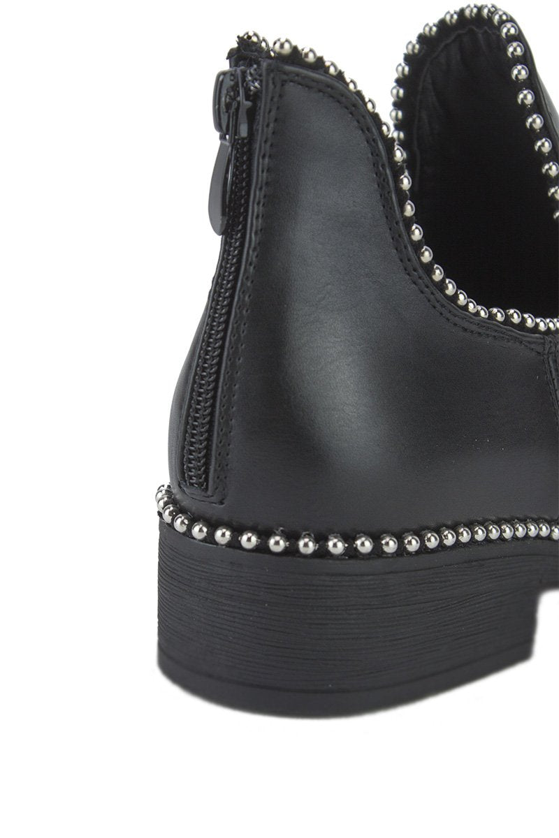 Pixie Black Cut Out Stud Ankle Chelsea Boots