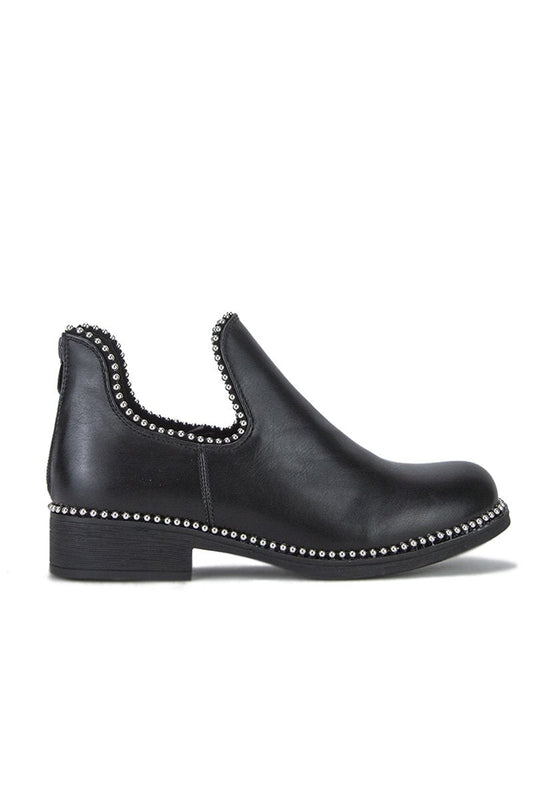 Pixie Black Cut Out Stud Ankle Chelsea Boots