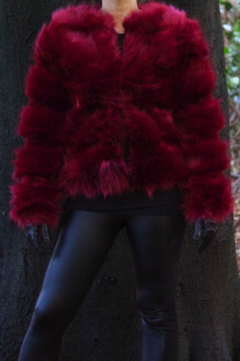 Polly Wine Faux Fur Jacket