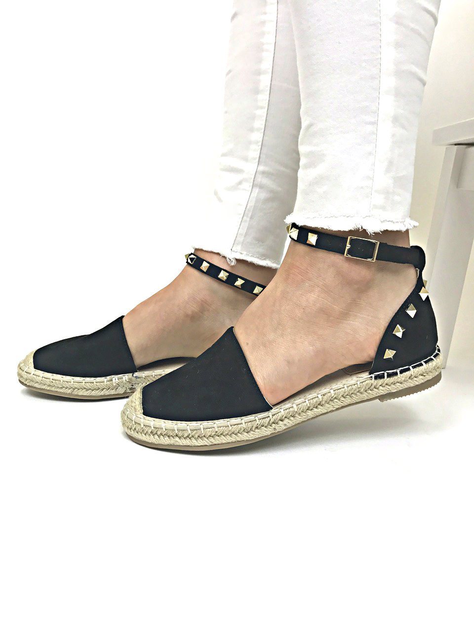 Portia Black Stud Espadrilles