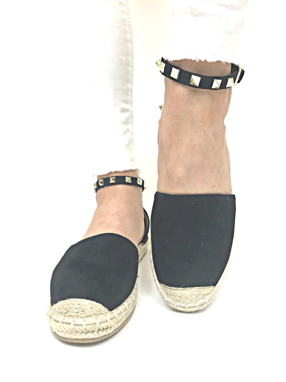 Portia Black Stud Espadrilles