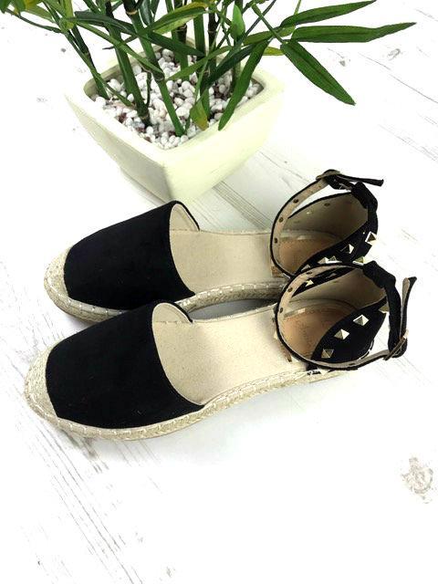 Portia Black Stud Espadrilles