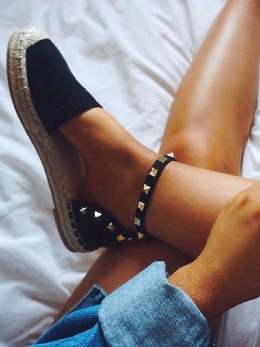 Portia Black Stud Espadrilles