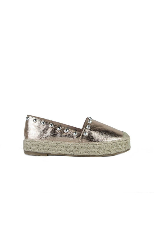 Renee Rose Gold Stud Espadrilles With Silver Detail