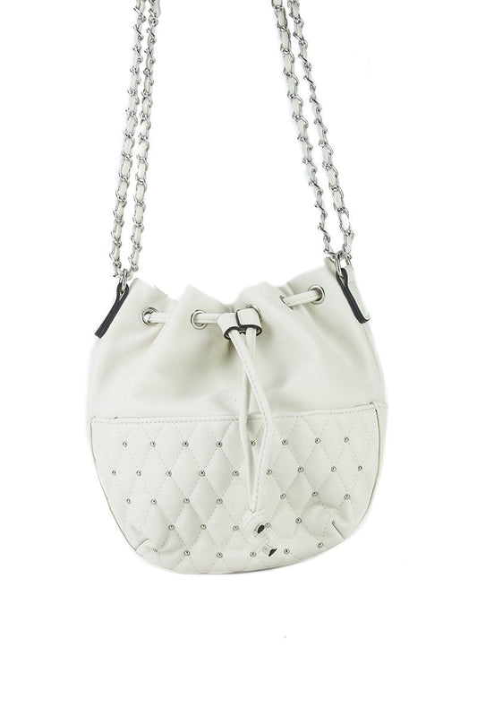 Rhea Cream Stud Bucket Bag With Silver Detail